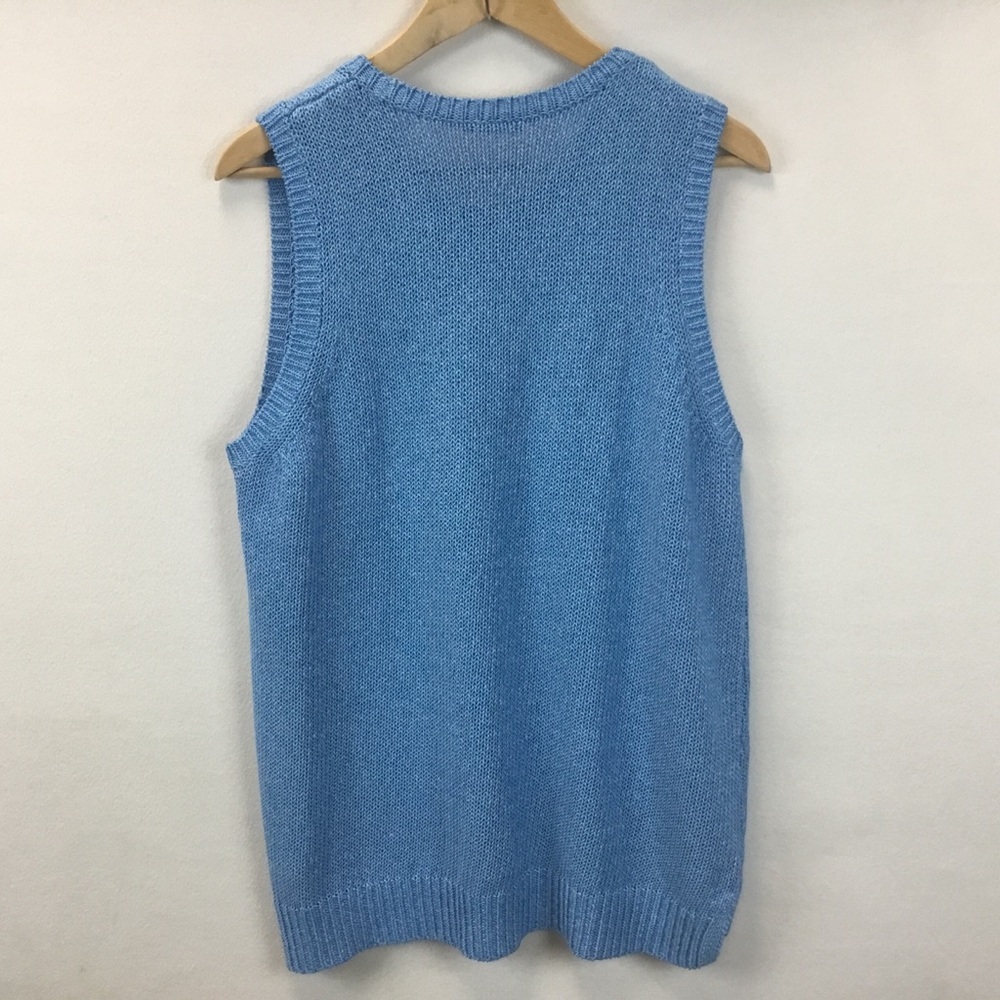 J. Mclaughlin Blue Alto Knit Sleeveless Sweater Vest Preppy Costal - Picture 2 of 7